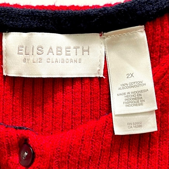 Liz Claiborne Women Plus Size Sweater Blouse Navy Blue Red Striped  2X, NEW! - Picture 5 of 11